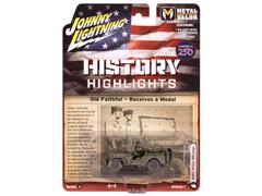 JOHNNY LIGHTNING #JLML014-B-6 - Press Pool Ernie Pyle - WWII Willys MB Jeep in Dirty Olive Drab