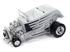 JOHNNY LIGHTNING #JLSP294-A-SP - 1932 Ford Hiboy in White with Black Stripes and Number Three Decal