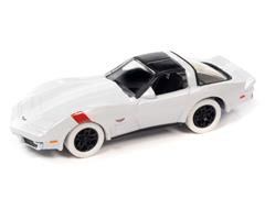 JOHNNY LIGHTNING #JLSP324-B-SP - 1979 Chevrolet Corvette in White with Red Stripes and White Tires