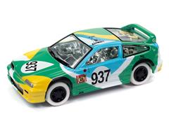 JOHNNY LIGHTNING #JLSP363-B-SP - 1989 Honda CRX in Green Yellow White and Blue with White Wheels - 24hrs of LemonsWHITE LIGHTNING CHASE CAR