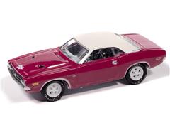 JOHNNY LIGHTNING #JLSP417-A-SP - 1971 Dodge Challenger R/T in Panther Pink with White Top Chassis and Rims