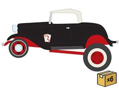 JOHNNY LIGHTNING #JLSP451-CASE - 1932 Ford HiBoy in Black with Playing Card Deco - Zingers - 6-Piece Set in a Non-Returnable Factory-Sealed CASE