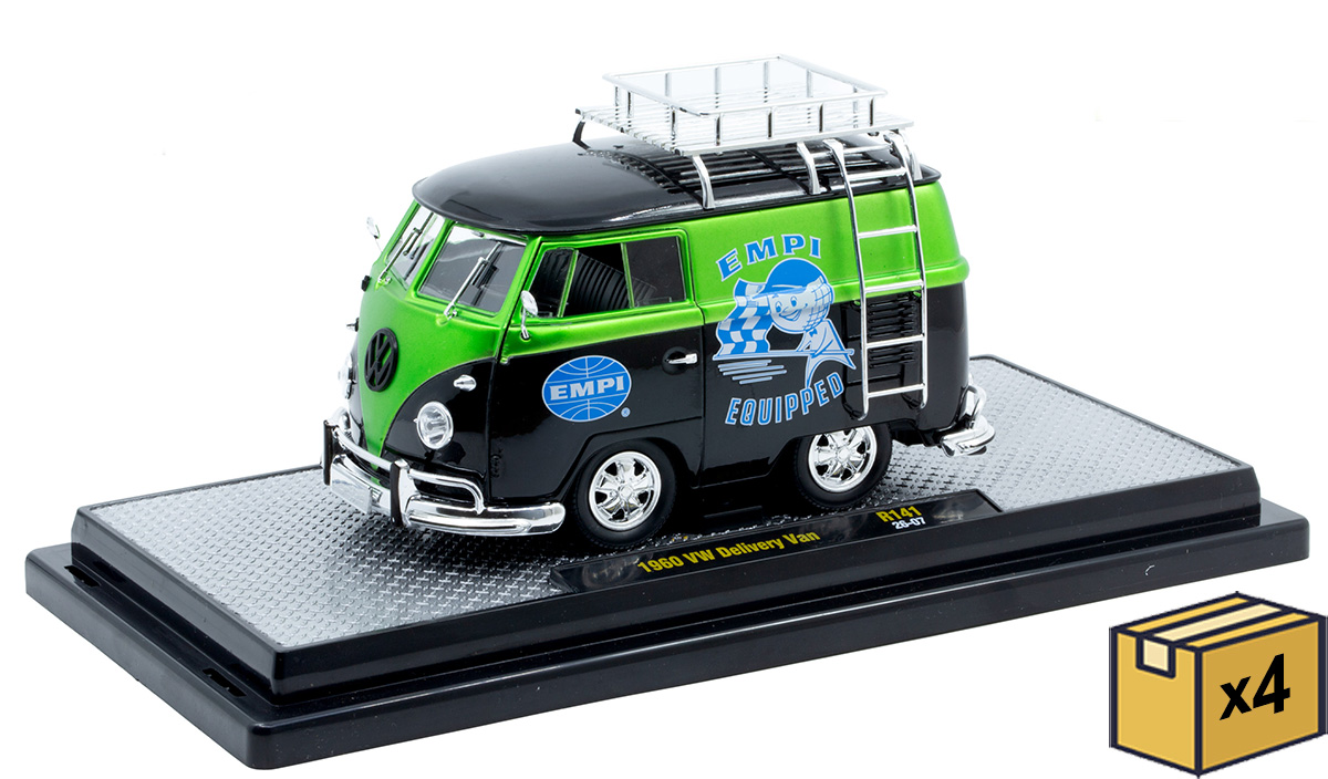 1960 Volkswagen Delivery Van in Black and Green with Silver Chrome