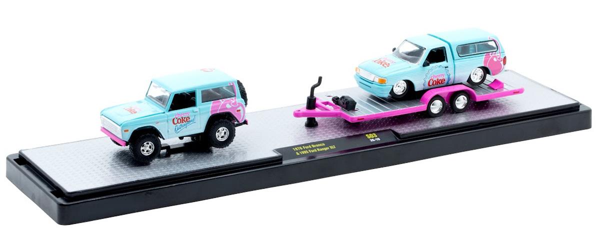 Cherry Coke - 1976 Ford Bronco with Trailer and 1995 Ford Ranger