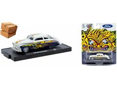 M2MACHINES #11228-122-A-BOX - 1949 Mercury Custom in White and Black with Yellow Flame Decals