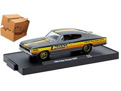 M2MACHINES #11228-124-C-BOX - 1966 Dodge Charger HEMI in Gray with Yellow and Orange Stripe