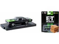 M2MACHINES #11228-128-C-BOX - 1969 Plymouth Road Runner in Black with Lime Green Hood and Rear Stripes