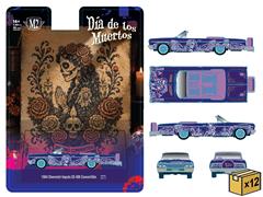 M2MACHINES #31500-HS89-CASE - de los Muertos - 1964 Chevrolet Impala SS 409 Convertible Lowrider in Purple with Custom Silver Artwork - 12