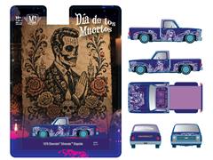 M2MACHINES #31500-HS90 - de los Muertos - 1979 Chevrolet Silverado Stepside Lowrider Pickup Truck in Purple with Custom Silver Artwork