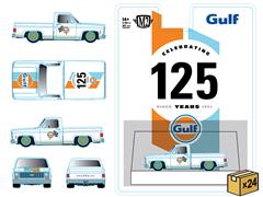 M2MACHINES #31500-HS92-MSTR - Gulf Oil - 1973 Chevrolet Custom Deluxe 10 Lowered Pickup Truck with Custom Gulf Graphics in White Blue and Orange