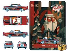M2MACHINES #31500-HS94-CASE - 1956 Chevrolet Bel Air in Red with Santa-Themed Graphics - Christmas Edition - 12 Pieces in a Non-Returnable Case