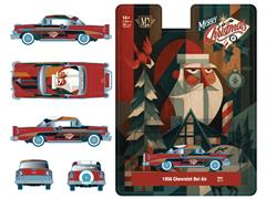 M2MACHINES #31500-HS94 - 1956 Chevrolet Bel Air in Red with Santa-Themed Graphics - Christmas Edition