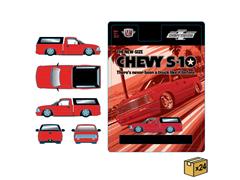 M2MACHINES #31500-HS98-MSTR - 1995 Chevrolet S10 Pickup Truck in Red with Black Camper Shell - 24 Pieces in a Non-Returnable Case