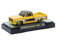 M2MACHINES #32500-106-D-SP - 1976 GMC Sierra Grande 15 SS02 in Yellow and Black with Gold Chrome Rims and Accents