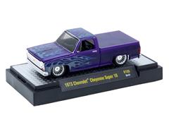 M2MACHINES #32500-108-B - 1973 Chevrolet Cheyenne Super 10 in Purple with Blue Flames