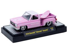 M2MACHINES #32500-108-E - 1979 Chevrolet Silverado Stepside in Pink and White
