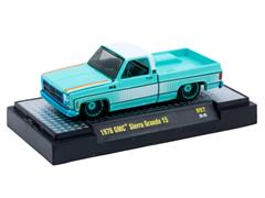 M2MACHINES #32600-97-D-SP - 1976 GMC Sierra Grande 15 Pickup Truck in Teal and White with Chrome Teal Accents