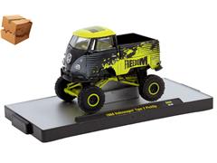 M2MACHINES #32600-S60-A-BOX - 1960 Volkswagen Type 2 Pickup in Black and Neon Green Splatter Graphics