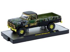 M2MACHINES #32600-S60-C-SP - 1972 Ford F-250 Explorer 4X4 in Forrest Green Black and Grey Camo with Gold Chrome Rims and Accents