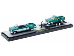 1973 GMC Sierra 3500 and 1976 GMC Sierra Grande 15 Custom Built with Flat-Bed Hauling Trailer - A detailed two-tone #36000-88-C