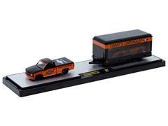 M2MACHINES #36000-93-C - 1992 Chevrolet C1500 SS454 in Black and Orange and 1985 Chevrolet Camaro IROC-Z in Black and Orange