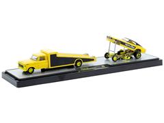M2MACHINES #36000-S44-B-SP - 1969 Ford F-350 Truck and Frantic Ford 1969 Ford Mustang Funny Car in Yellow and Black with Gold Chrome Accents