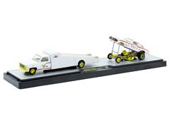 M2MACHINES #36000-S44-C-SP - Bruce Larson -1973 Chevrolet Truck and 1969 Chevrolet Camaro USA-1 Funny Car in White with Red and Blue Details with