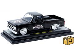 M2MACHINES #40300-138-B-CASE - 1976 GMC Sierra Grande 15 in Flat Black with Outlaw Graphics and Chrome Accents in a Non-Returnable 4-Piece CASE