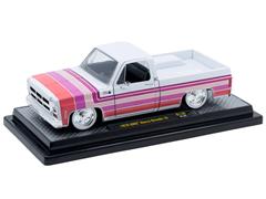 M2MACHINES #40300-140-A - 1976 GMC Sierra Grande 15 in White with Multicolor Pink Stripes and Chrome Accents