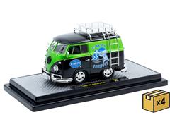 M2MACHINES #40300-141-A-CASE - 1960 Volkswagen Delivery Van in Black and Green with Silver Chrome Accents and EMPI Graphics in a Non-Returnable 4-Piece CASE