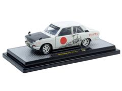 M2MACHINES #40300-141-B - 1970 Datsun 510 in White with Flat Black Hood and Nihon Graphics