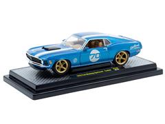 M2MACHINES #40300-142-B - Edelbrock - 1970 Ford Mustang in Metallic Blue with White Stripe and #70 Racing Graphic