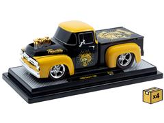 M2MACHINES #40300-143-A-CASE - Tiger Throttle - 1956 Ford F-100 Pickup Truck in Black and Orange in a Non-Returnable 4-Piece CASE