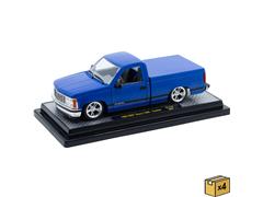 M2MACHINES #40300-144-A-CASE - 1988 GMC Sierra 1500 Pickup Truck in Blue with Tonneau Bed Cover in a Non-Returnable 4-Piece CASE