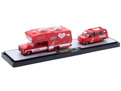 M2MACHINES #56000-S05-B-SP - Coca-Cola - 1975 Chevrolet Cheyenne Super 30 Camper with 1995 GMC Safari Van in Red and White with Red Chrome