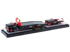 M2MACHINES #56000-TW48-A-SP - Coca-Cola - 1968 Chevrolet C60 Ramp Truck and 1956 Chevrolet Bel Air in Black and White with Red Interior and