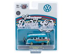 M2MACHINES #67500-22-C - 1959 Volkswagen Double Cab Truck with Camper Shell - USA Model in Blue and White