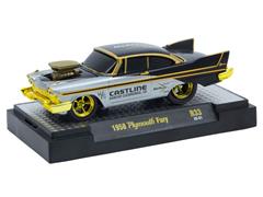 M2MACHINES #82161-33-B-SP1 - Castline - 1958 Plymouth Fury in Raw Body and Black with Gold Chrome Rims and Accents
