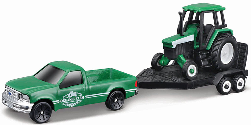 Organic Farm - Ford F-350 Pickup Truck in Green and Flatbed