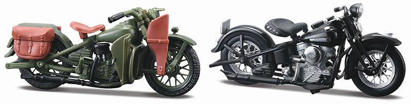 1942 Harley-Davidson WLA Flathead in Green and 1948 Harley