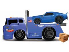 MAISTO #11564-A-BOX - Helenas Special Shop - 1966 Ford C60 Flatbed in Blue with 1969 Ford Mustang GT in Blue