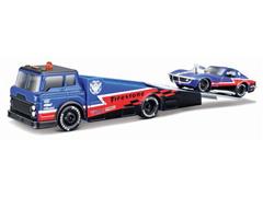 Maisto Diecast Firestone Ramp Truck Hauling a 1969 Chevrolet