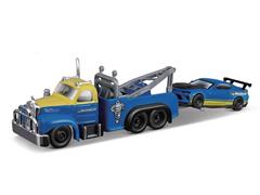 MAISTO #15055-BJ - Michelin - 1953 Mack B-61 Tow Truck with 2016 Chevrolet Camaro SS in Blue and Yellow - Elite Transport Series