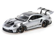 MINICHAMPS #870065020 - 2024 Porsche 992 GT3 RS in Silver with Weissach Package and Silver Wheels