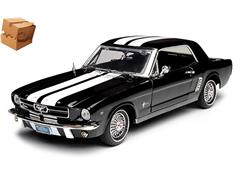 MOTORMAX #73164TC-BK-BOX - 1964 1/2 Ford Mustang Coupe in Black with White Stripes