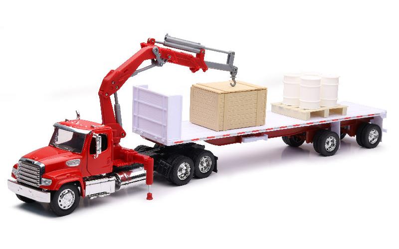 Freightlinerトレーラー 模型 #玩具＃＃ギフト＃ Freightliner 114SD Truck with Flatbed Trailer and Knuckle Boom