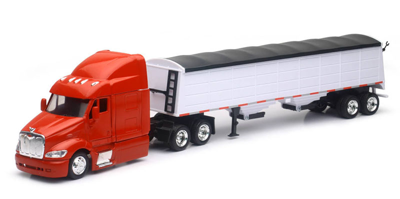 Peterbilt 387 Semi Truck in Red with Grain Trailer - SS-15453