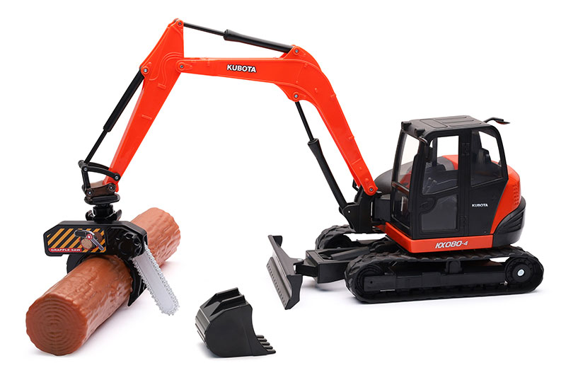 Kubota KX080-4 Compact Excavator with Bucket and Log Grapple