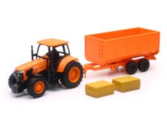 AS-05685-B - New-Ray Toys Kubota Farm Tractor and Grain Wagon Made