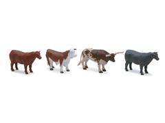 SS-05526-B - New-Ray Toys Ranch Cow 4 Piece Set Made of